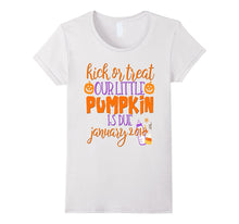 Halloween Pregnancy Shirt Kick or Treat Due January 2018