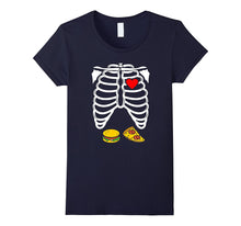 Skeleton Rib Cage Burger Pizza Pregnancy Halloween T-Shirt