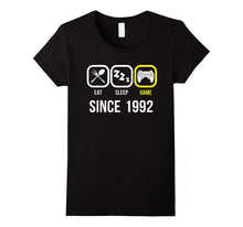 Eat Sleep Game Since 1992 T-Shirt 25th Birthday Gift Shirt