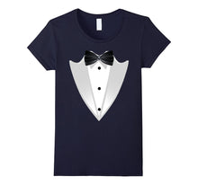 Funny Black Tuxedo Suit TShirt With Faux Lapel and Bow-Tie
