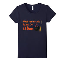 My Broomstick Runs on Wine Adult Halloween T-Shirt