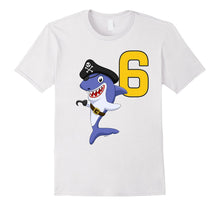 Kids 6th Birthday Pirate Shark T-Shirt for 6 Year Old Boys