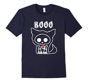 "BOO" Cute Adorable Dog Ghost Skeleton Halloween Kids Shirt