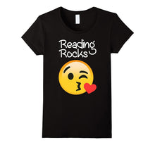 Reading Rocks Fun Teacher Reader Emoji Love T Shirt