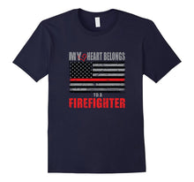 Firefighter Wife Shirt Women My Heart Belongs FireFighter