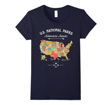 National Park Map Vintage T Shirt - All 59 National Parks