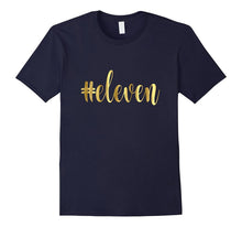 11th Birthday Shirt Gift Gold Hashtag Milestone Eleven 11