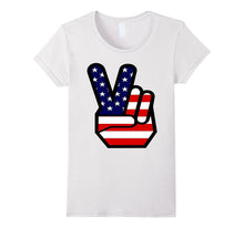 4th of July Shirt USA American Flag Peace Sign Hand Kids