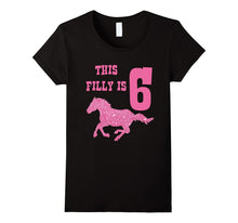 Kids 6th Birthday Horse Bling T-Shirt for 6 Year Old Girls