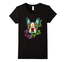 Boston Terrier in Red - Day of the Dead Sugar Skull Dog