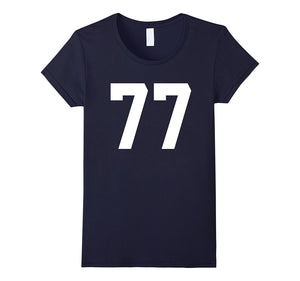 #77 Team Sports Jersey Number Front & Back Player / Fan Tee