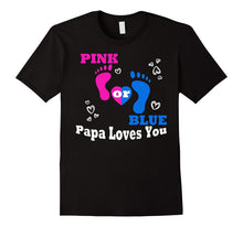 Mens Pink or Blue Papa Loves You Tshirt Gender Reveal Grandpa Tee