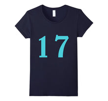 Big Number 17 Digit Spelling Teal Fun T Shirt