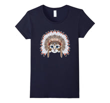 Thanksgiving Native American Cat With Headdress Funny Tshirt