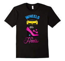 Baby Shower Gender Reveal Party Tee T Shirt Wheels or Heels