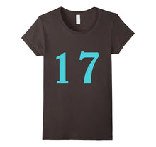 Big Number 17 Digit Spelling Teal Fun T Shirt