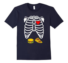 Skeleton Rib Cage Burger Pizza Pregnancy Halloween T-Shirt