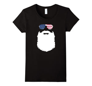 'Merica Sunglasses & Beard Patriotic T-Shirt American Pride