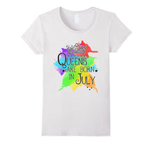 Queens Are Born in July T-Shirt: Watercolor Splash