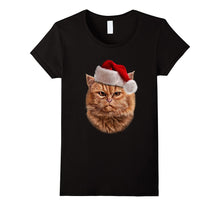 Disgruntle Orange Tabby Cat in Santa Hat, Christmas T-Shirt