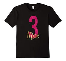 3rd Birthday Shirt Gift Gold Girls Daughter Pink 3 Three