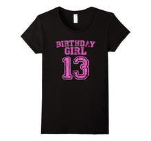 13th Birthday Sports Jersey T Shirt - 13 Year Old Girl Pink