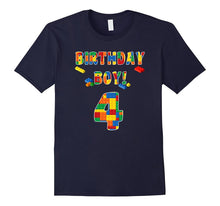 Building Block Birthday Boy Turning 4 T-Shirt