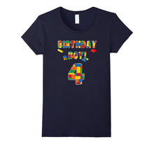 Building Block Birthday Boy Turning 4 T-Shirt