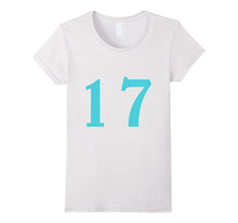Big Number 17 Digit Spelling Teal Fun T Shirt