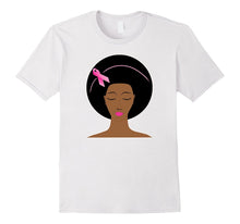 Breast Cancer Awareness Pink Ribbon Black Women Afro T-Shirt