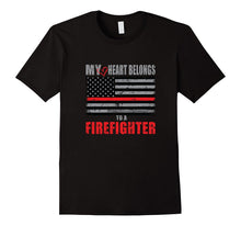 Firefighter Wife Shirt Women My Heart Belongs FireFighter