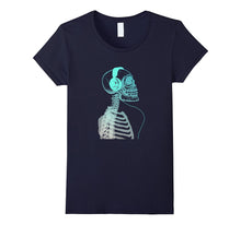 Skeleton Listening to Music With Headphones on His Skull