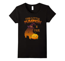4 Years Old 4th Birthday Tshirt - Halloween Little Pumpkin