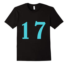 Big Number 17 Digit Spelling Teal Fun T Shirt