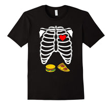 Skeleton Rib Cage Burger Pizza Pregnancy Halloween T-Shirt