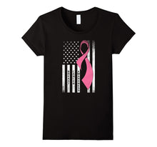 Breast Cancer Awareness T-Shirt American Flag Distressed Tee