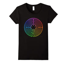 Labyrinth T-Shirt - Rainbow Chartres Labyrinth Maze Yoga Tee