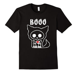 "BOO" Cute Adorable Dog Ghost Skeleton Halloween Kids Shirt