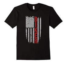 Distressed American Flag and Motorcycle, Biker Funny T-Shirt