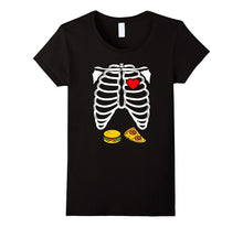 Skeleton Rib Cage Burger Pizza Pregnancy Halloween T-Shirt