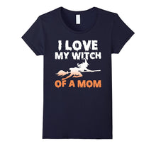 I Love My Witch of a Mom Funny Halloween T-Shirt for Kids