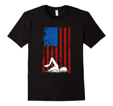 Swimming, American Flag Sports Player Silhouette T-Shirt