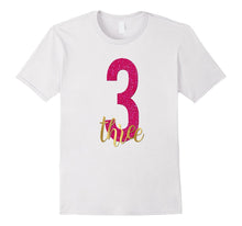 3rd Birthday Shirt Gift Gold Girls Daughter Pink 3 Three