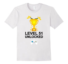 Funny 51th Birthday Level 51 Unlocked T-Shirt Gamer Gift Tee