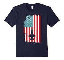 Fighter Plane Red White Blue Vintage Flag Patriotic T-Shirt