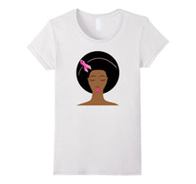 Breast Cancer Awareness Pink Ribbon Black Women Afro T-Shirt