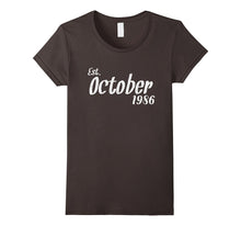 Est October 1986 Shirt Cool 31st Birthday Gifts TShirt