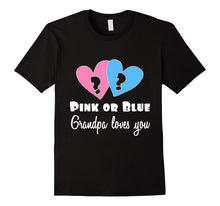 Gender Reveal T Shirt for Grandpa Pink or Blue Pa Loves You