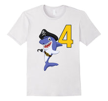 Kids 4th Birthday Pirate Shark T-Shirt for 4 Year Old Boys