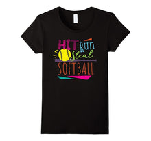 Cool 80's Hit Run Steal Softball Girls Summer Sports Shirt
